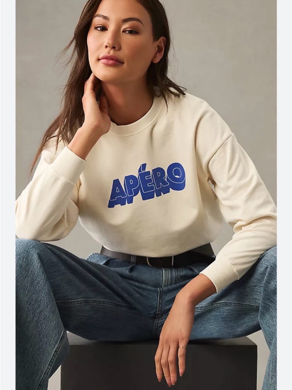 Clare V. Le Drop Apéro Long Sleeve Sweatshirt size XS